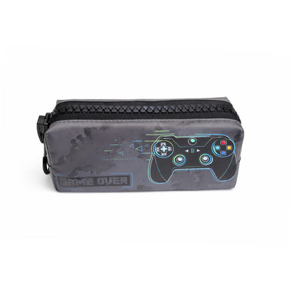 Over-sized Zip Grey Game Over Pencil Case