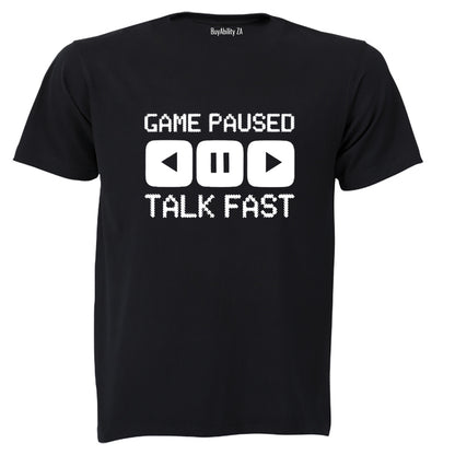 Game Paused - Talk Fast - Kids T-Shirt