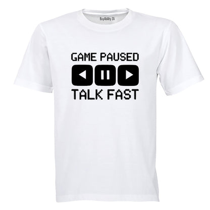 Game Paused - Talk Fast - Kids T-Shirt