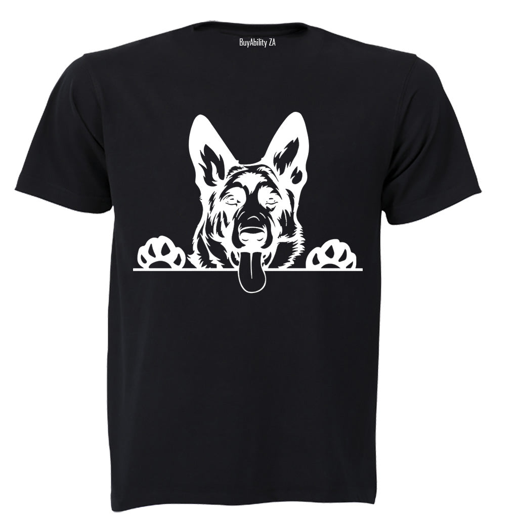 German Shepherd Peeking - Kids T-Shirt