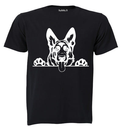 German Shepherd Peeking - Kids T-Shirt