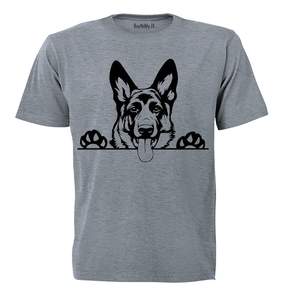 German Shepherd Peeking - Adults - T-Shirt