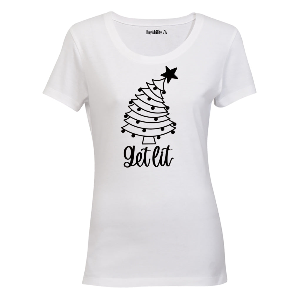 Get Lit - Christmas Tree - Ladies - T-Shirt