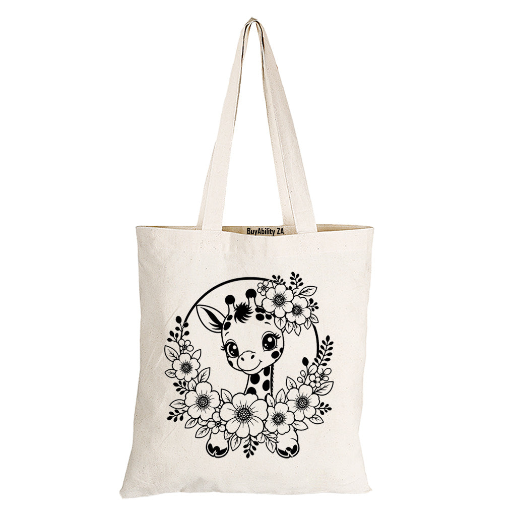 Giraffe Wreath - Eco-Cotton Natural Fibre Bag - BuyAbility South Africa
