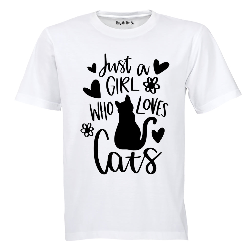 Girl Who Loves Cats - Kids T-Shirt - BuyAbility South Africa