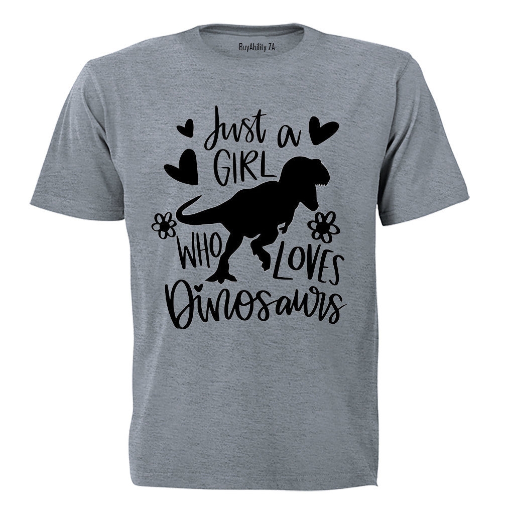Girl Who Loves Dinosaurs - Kids T-Shirt - BuyAbility South Africa