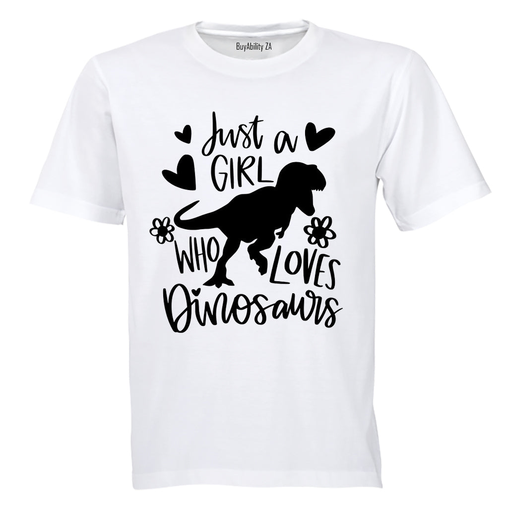 Girl Who Loves Dinosaurs - Kids T-Shirt - BuyAbility South Africa