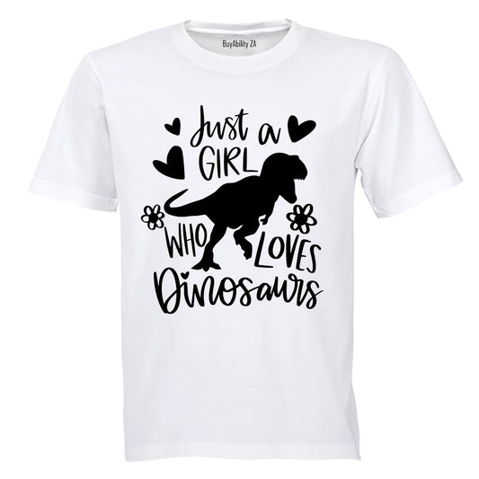 Girl Who Loves Dinosaurs - Kids T-Shirt - BuyAbility South Africa