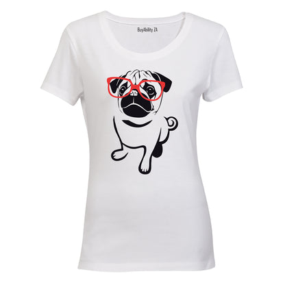 Glasses Pug - Ladies - T-Shirt