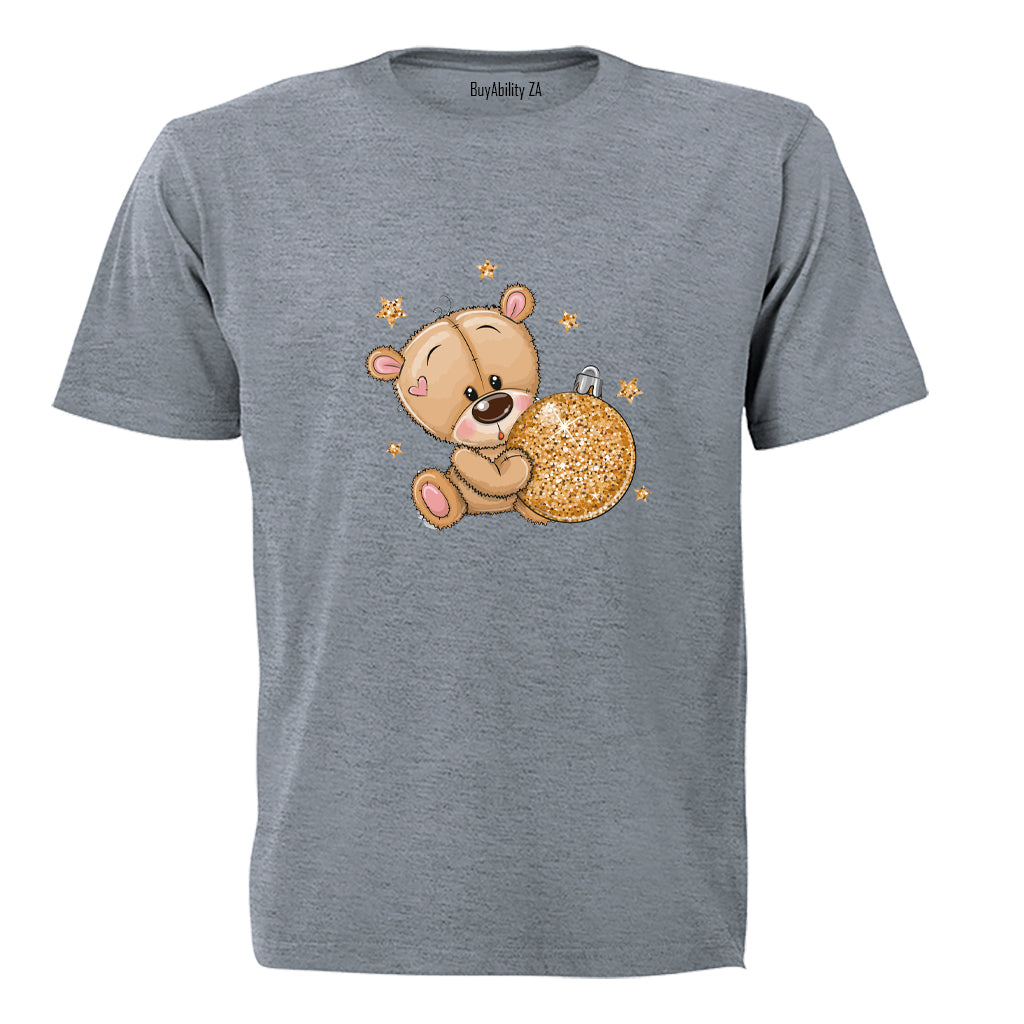 Glitter Christmas Teddy & Bauble - Kids T-Shirt