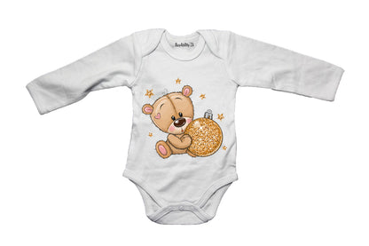 Glitter Christmas Teddy & Bauble - Baby Grow