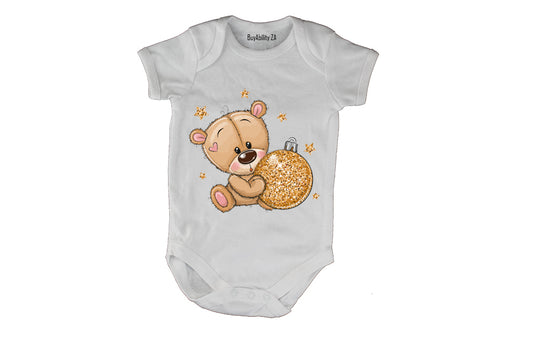 Glitter Christmas Teddy & Bauble - Baby Grow