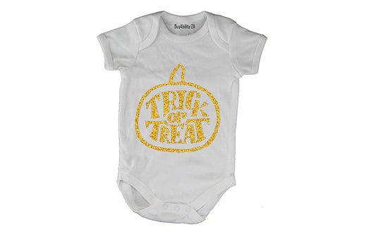Glitter Gold Halloween Trick or Treat Pumpkin - Baby Grow