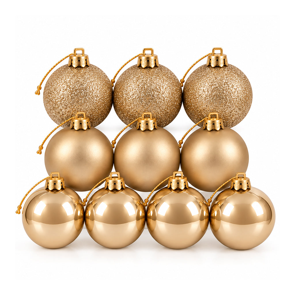 5cm Christmas Baubles - 10 Piece - Gold