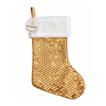 40cm Luxury Shimmer Christmas Stocking - Gold