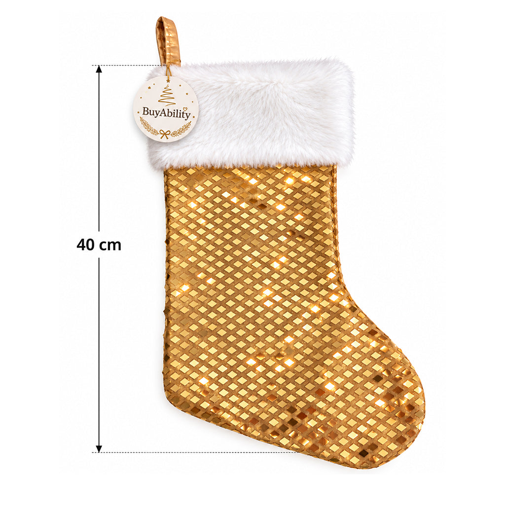 40cm Luxury Shimmer Christmas Stocking - Gold
