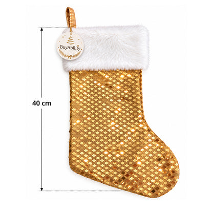 40cm Luxury Shimmer Christmas Stocking - Gold
