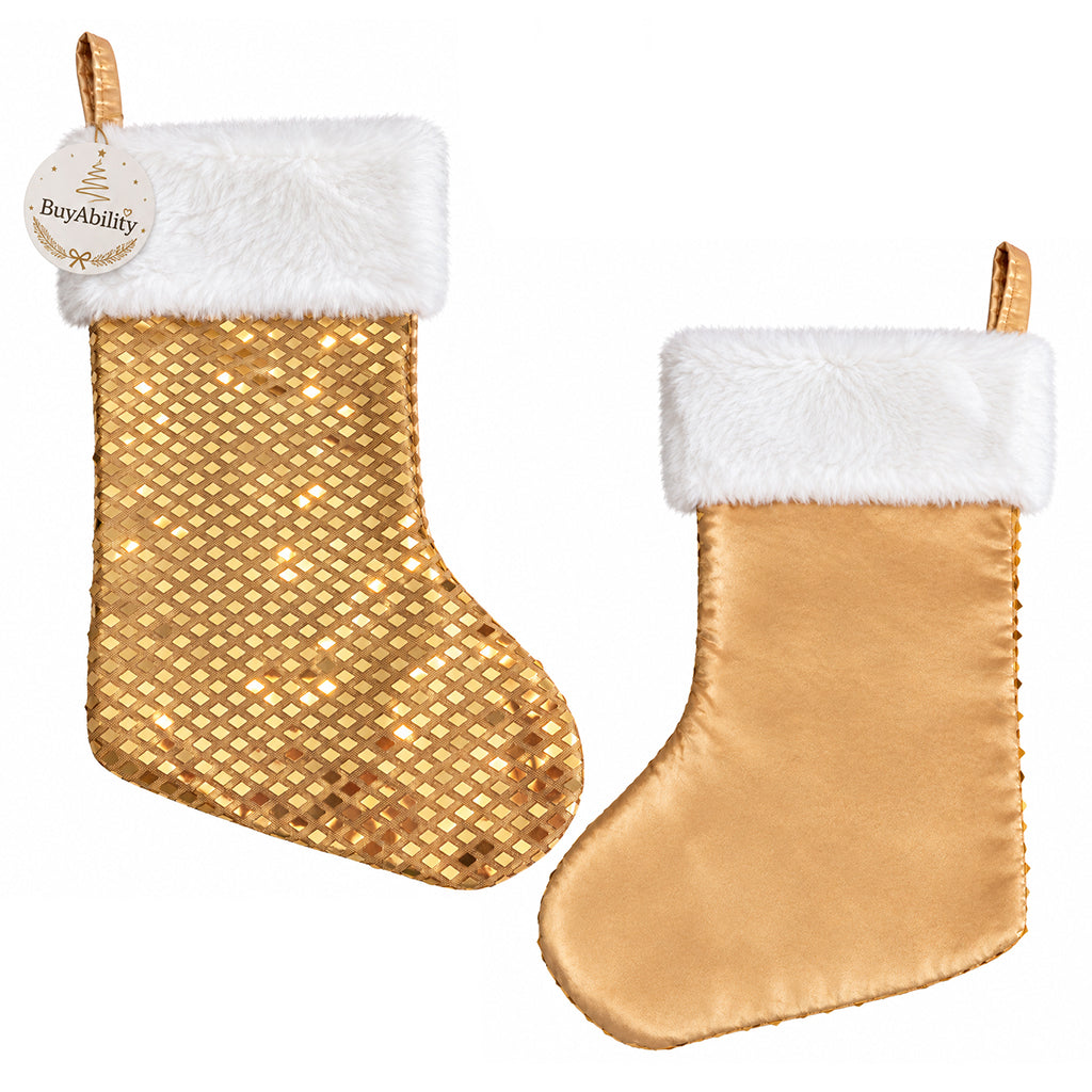 40cm Luxury Shimmer Christmas Stocking - Gold