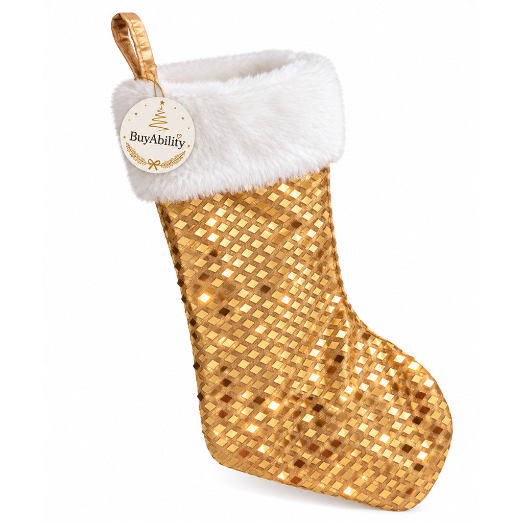 40cm Luxury Shimmer Christmas Stocking - Gold