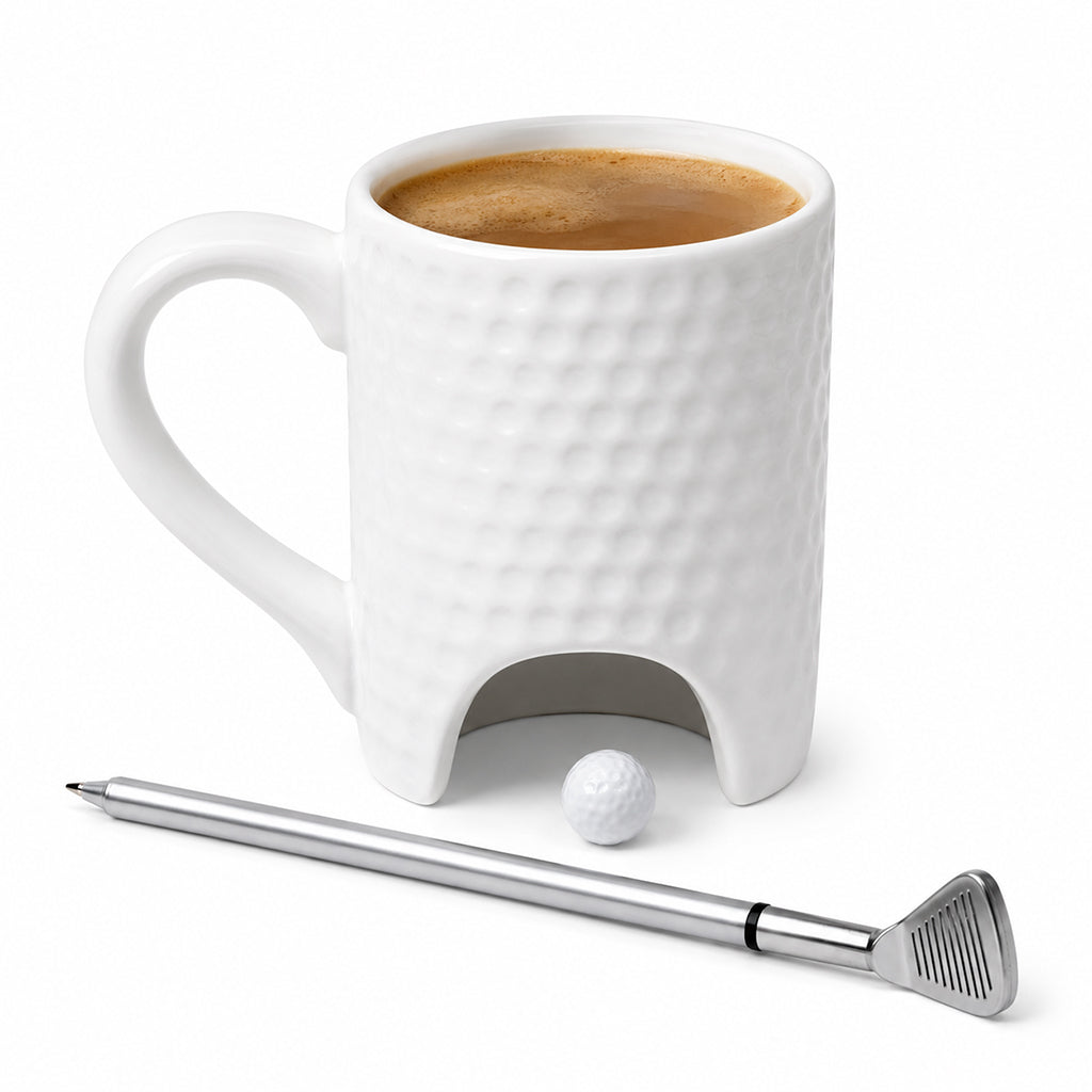 Novelty Golf Mug Gift Set with Mini Golf Club Pen & Ball