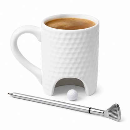 Novelty Golf Mug Gift Set with Mini Golf Club Pen & Ball