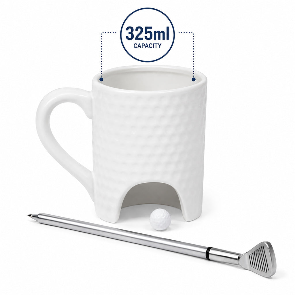 Novelty Golf Mug Gift Set with Mini Golf Club Pen & Ball