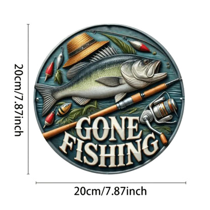 Round Gone Fishing Wooden Sign - 20cm