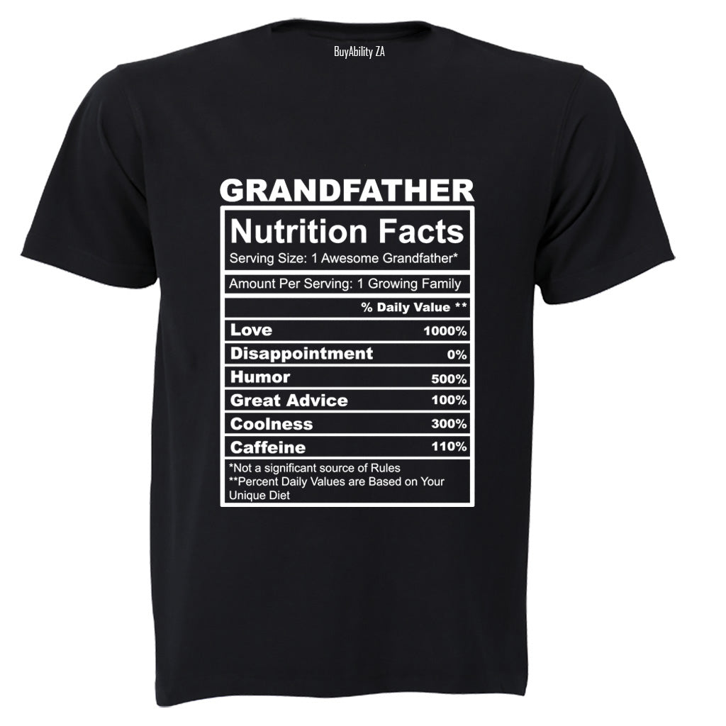 Grandfather Nutrition Facts - Adults - T-Shirt