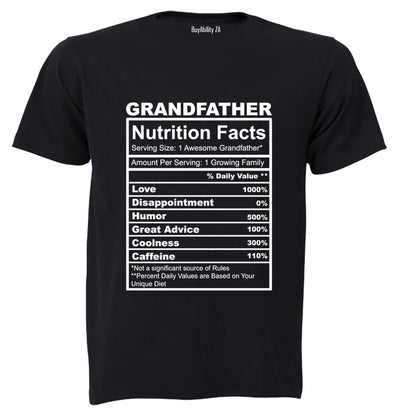 Grandfather Nutrition Facts - Adults - T-Shirt