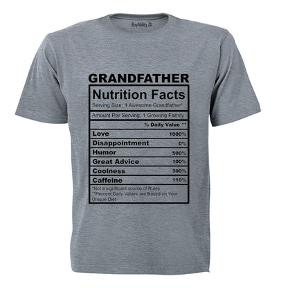 Grandfather Nutrition Facts - Adults - T-Shirt