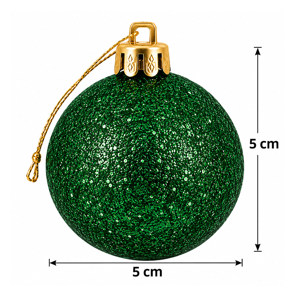 5cm Christmas Baubles - 10 Piece - Green