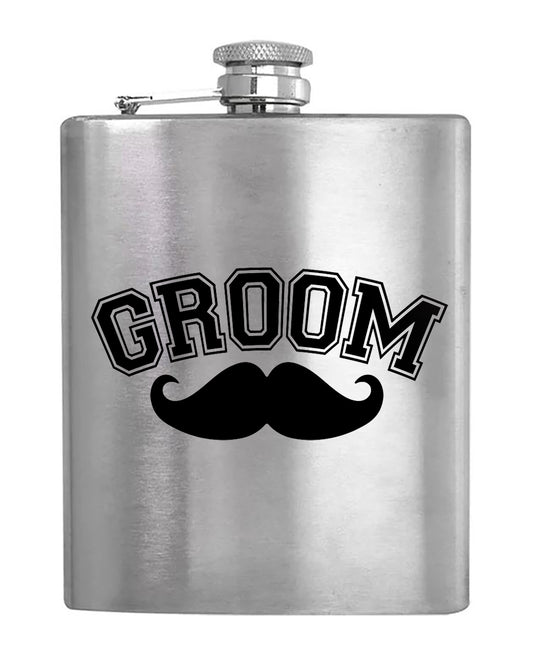 Groom - Mustache - Hip Flask
