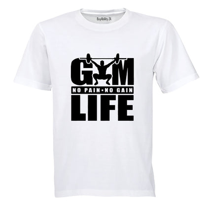 Gym Life - No Pain No Gain - Adults - T-Shirt