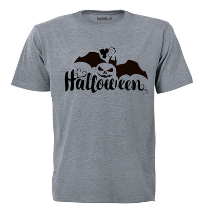 Halloween - Pumpkin & Bat - Adults - T-Shirt