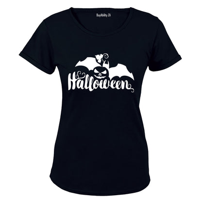Halloween - Pumpkin & Bat - Ladies - T-Shirt