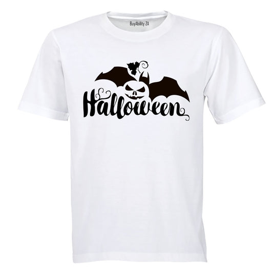 Halloween - Pumpkin & Bat - Adults - T-Shirt