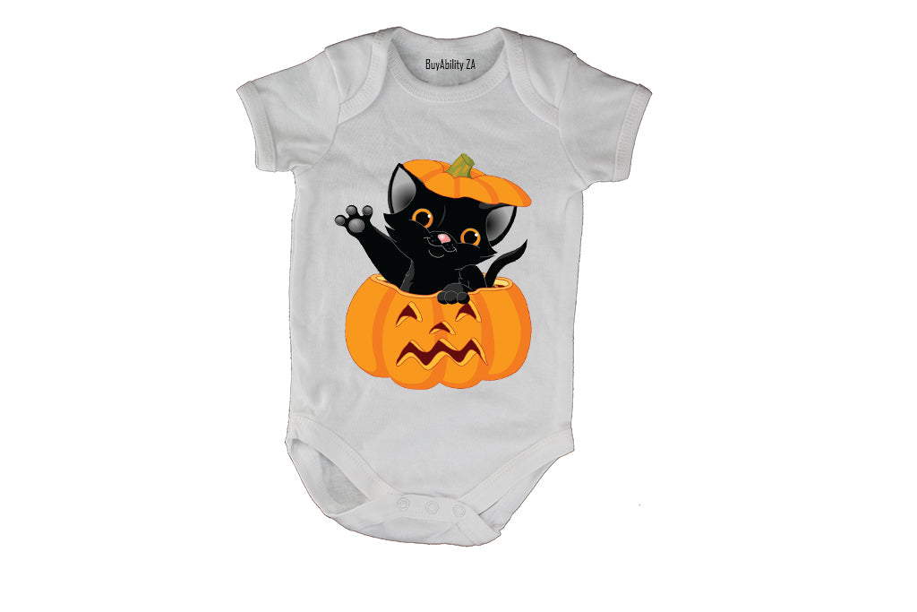 Halloween Kitten in a Pumpkin - Baby Grow