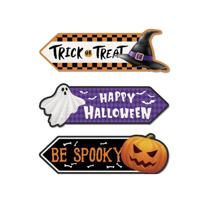 Halloween Hanging Sign - "Trick or Treat. Happy Halloween. Be Spooky"