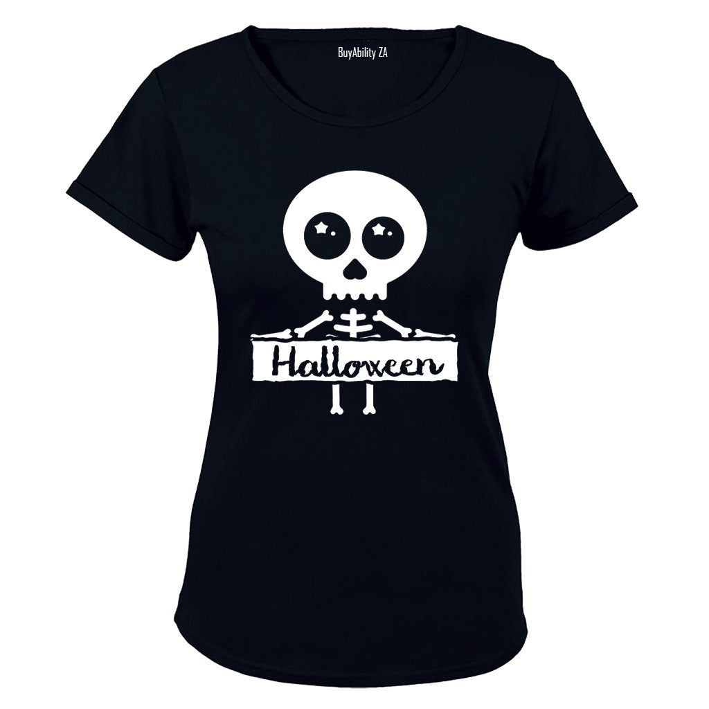 Skeleton Halloween Sign - Ladies - T-Shirt