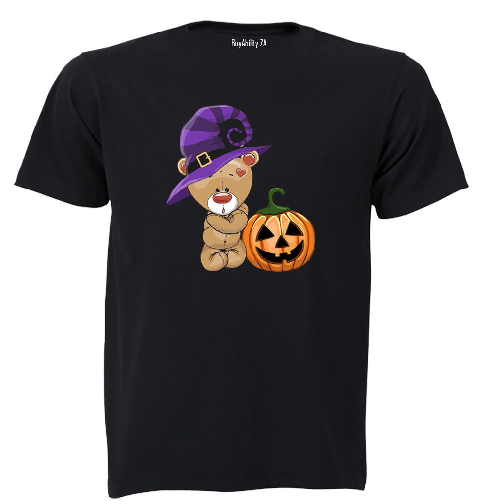 Halloween Brown Teddy & Pumpkin - Kids T-Shirt