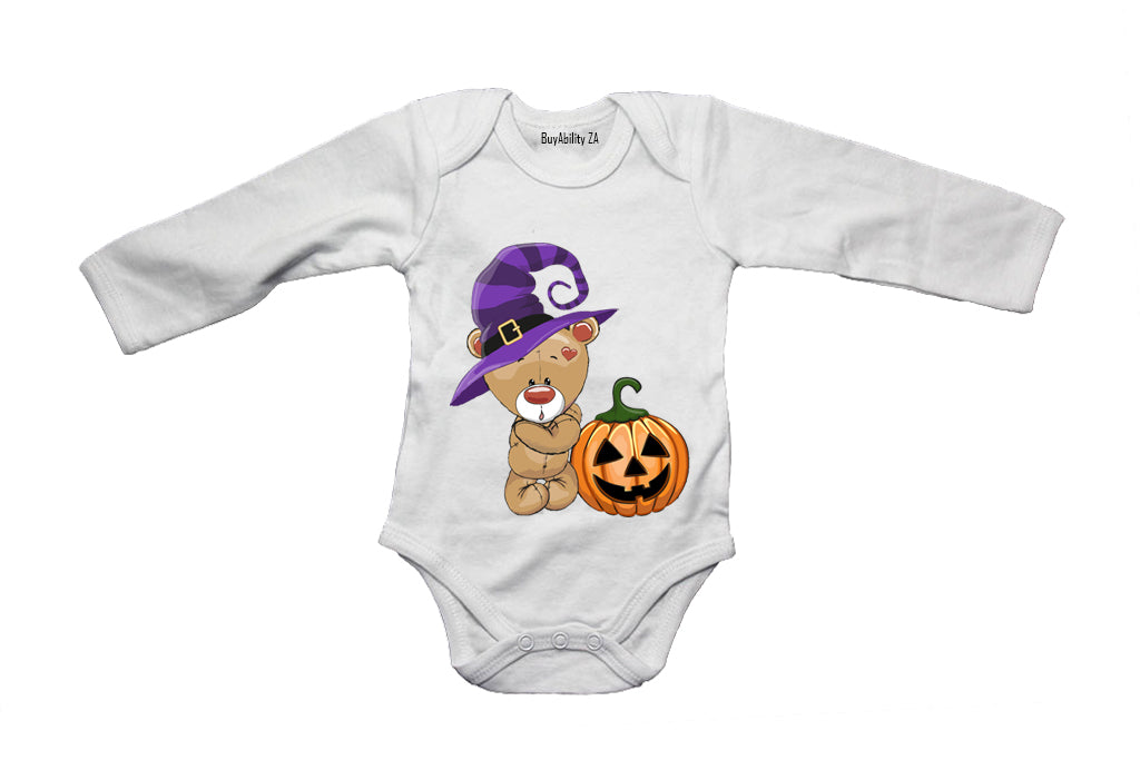 Halloween Brown Teddy & Pumpkin - Baby Grow