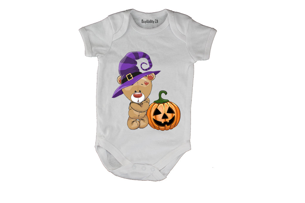 Halloween Brown Teddy & Pumpkin - Baby Grow
