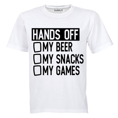 Hands Off My Beer - Snacks & Games - Adults - T-Shirt