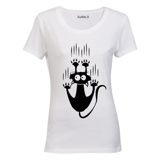 Hang On Cat! - Ladies - T-Shirt - BuyAbility
