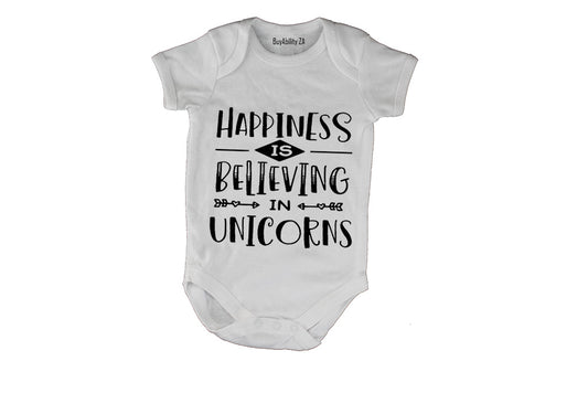 Happiness is Believing in Unicorns - Baby Grow