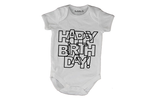 Happy Birthday - Letter Design - Baby Grow