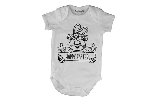 Happy Easter - Bunny Sign - Baby Grow