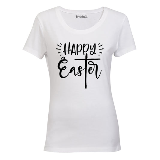 Happy Easter, Cross - Easter Inspired - Ladies - T-Shirt