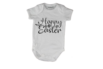 Happy Easter, Patterned Eggs - Baby Grow