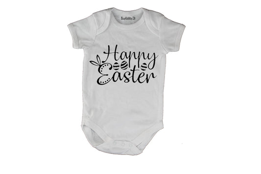 Happy Easter, Patterned Eggs - Baby Grow